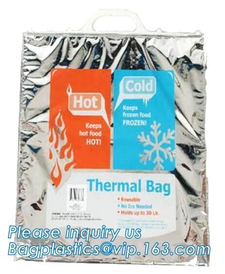 Custom Packing Aluminum Foil Zip-Lock Grocery Handle Thermal Insulation Cooler Bag For Outdoors,Promotional Insulated La