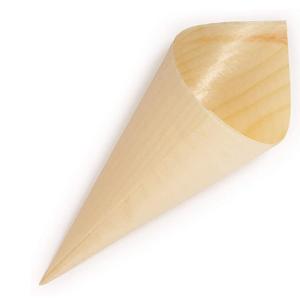 China 180mm Pine Biodegradable Sweet Disposable Serving Cone for Wood Ice Cream wholesale