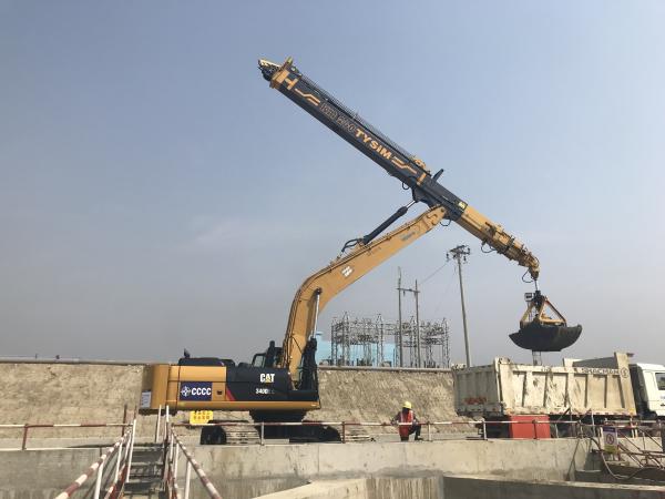 Quality Excavator Clamshell Bucket KM220 Telescopic Arm Attachment For Foundation Work for sale