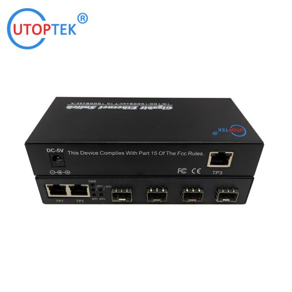 10/100/1000Mbps 3port RJ45+4port SFP/SC fiber ethernet media converter switch normal switch