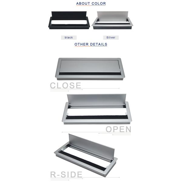 aluminum alloy office desk wire cable grommet box /white rectangle table top hole flip cover cable management box with b