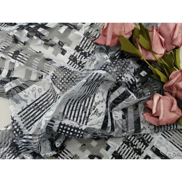Polyester Floral Printed Lace Fabric For Lady Evening Dress