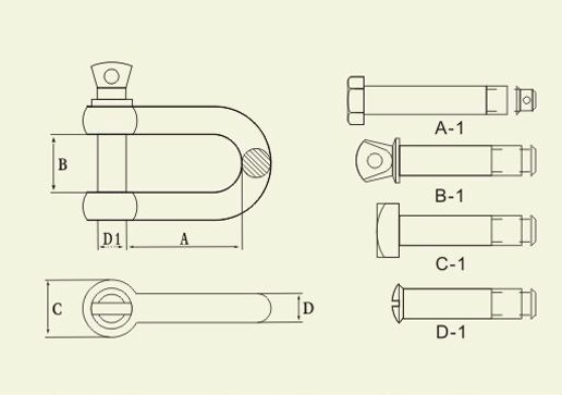 Yacht 4mm Stainless Steel AISI304 AISI306 Dee Shackle European Type