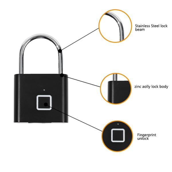 Quality Keyless Biometric Smart Fingerprint Padlock Zinc Alloy Mini Fingerprint Lock for sale