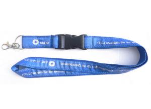China Expensive double layered jacquard label overlay lanyards wholesale, wholesale
