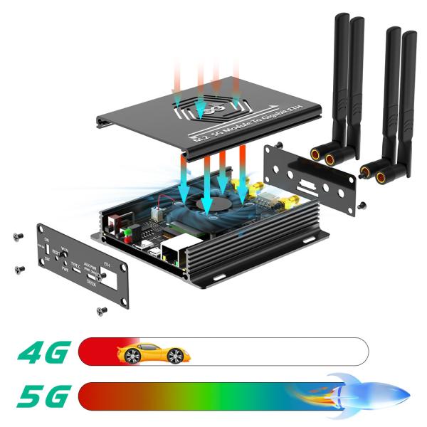 NGFF M.2 4G/5G Module to USB 3.0 Adapter with RJ45 Port Windows/MacOS/Linux Compatible 4 Antenna Wireless Card Riser Wireless Card Converter for SIM