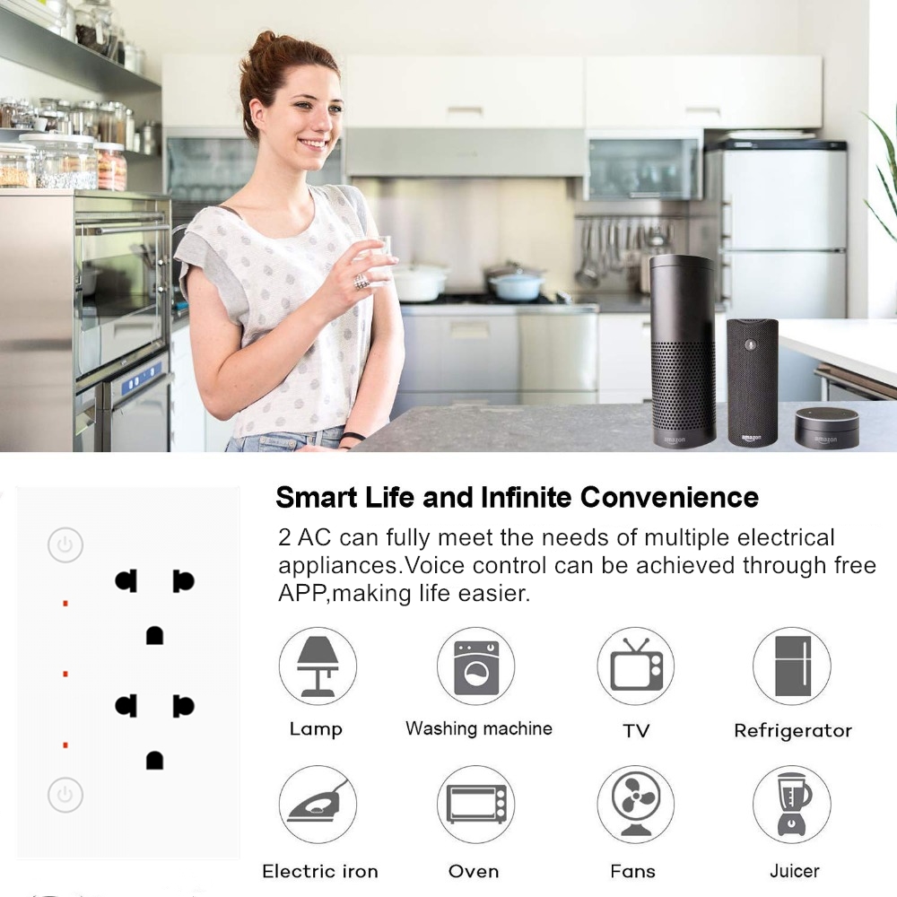 16A 3kw Wireless Multi Plug ZigBee Multi Outlet Remote Control
