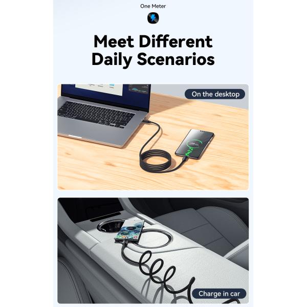 Fast Charge Magnetic Absorption Cable USB C to USB C Cord 60W 100W ES-X56 Series