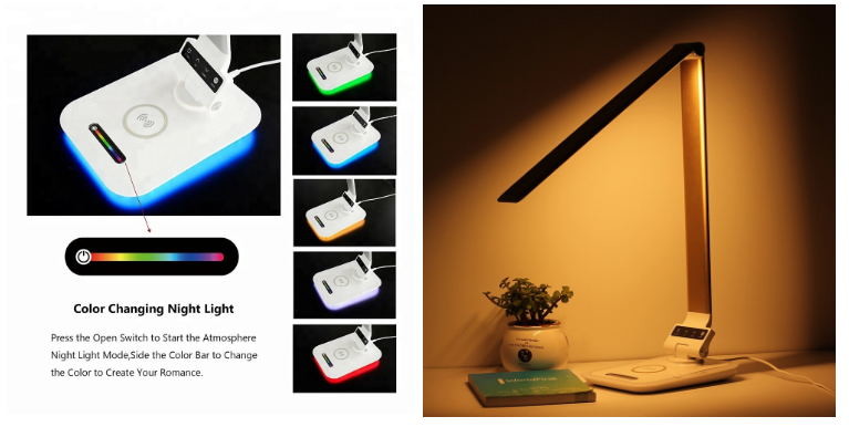 Colorful RGB 5200K LED Night Lamp Wireless Charger Table LED Reading Lamp