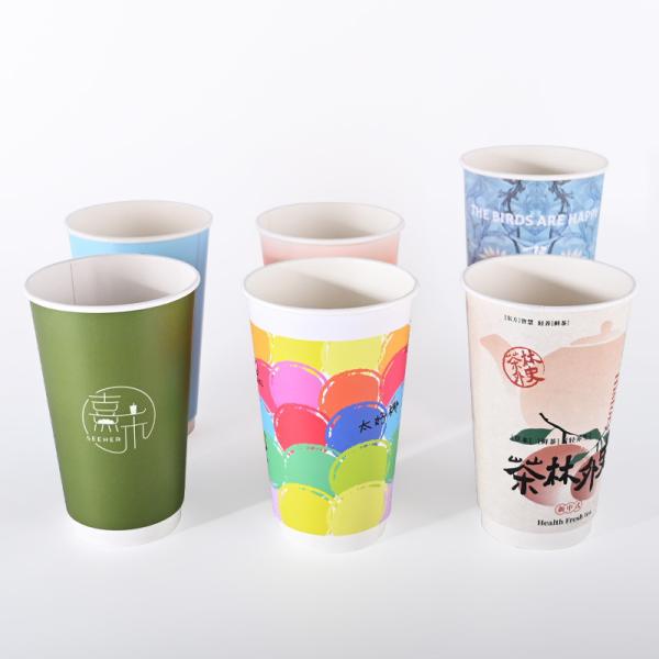 Quality White Kraft Compostable Paper Cups Double Wall Takeaway Coffee Cups With Lids for sale