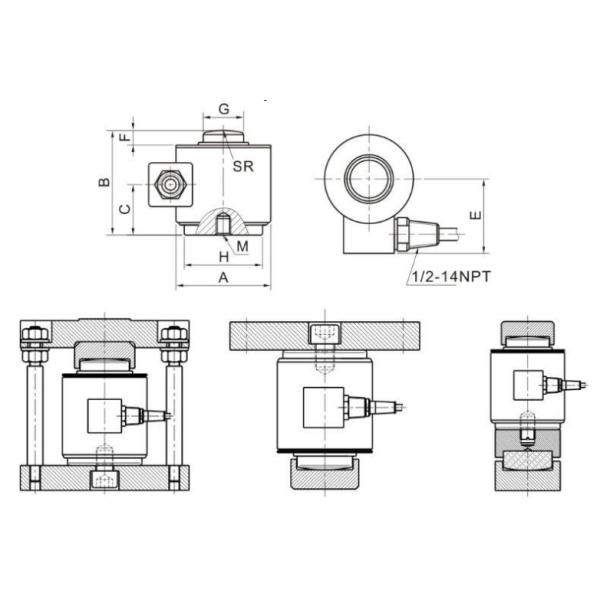 Hermetically Welded Column Load Cell 5t-450t Weighing Load Sensor
