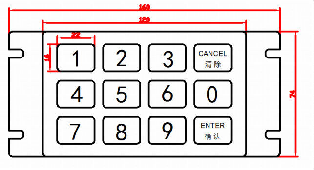Digital Printing Telephone Number Keypad , 3x4 Bank Machine Keyboard