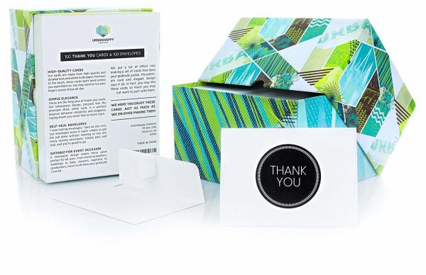 Quality Hot Stamp Thanks Greeting Card Gold Foil Logo With Self Seal Envelopes / Storage Box for sale