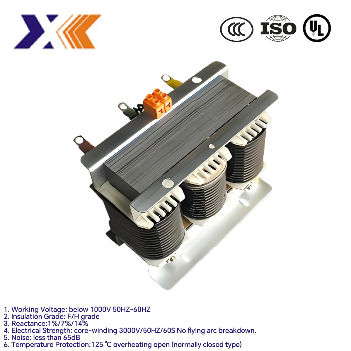 Original Manufacture Three Phase Dry Type Power Compensation Cabinet Reactor ±3% Tolerance