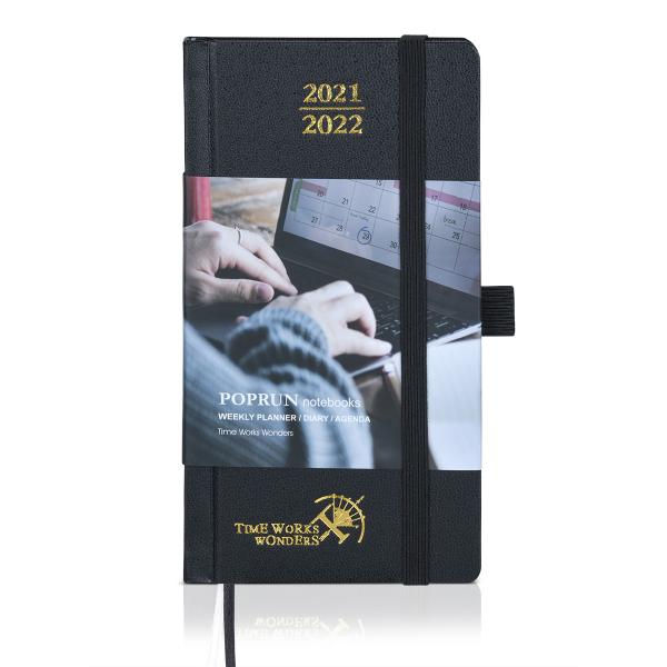 OEM ODM Black Mini Weekly Planner With Hourly Schedule Monthly Tabs