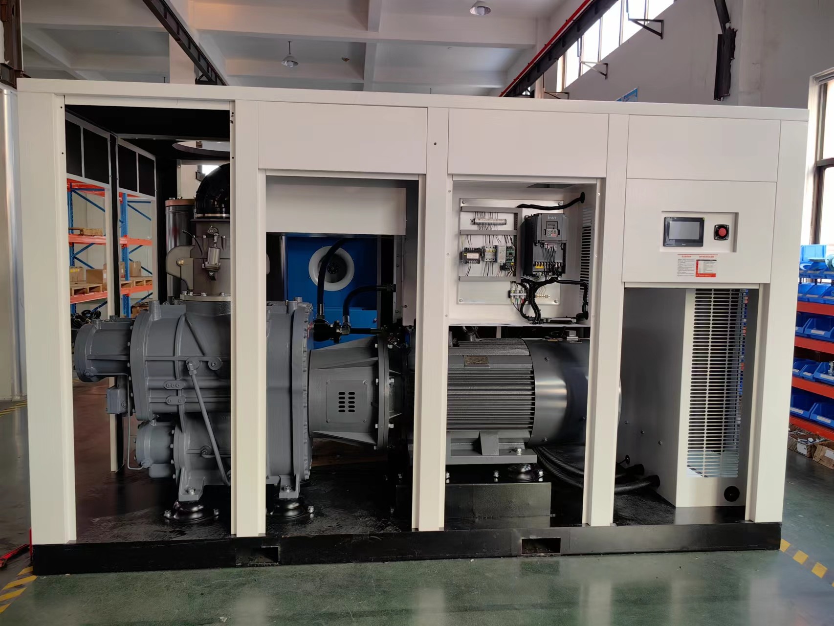 Double stage VSD Screw Compressor With long life, higher efficiency