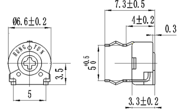 PT06 6mm Adjustable Carbon Composition Potentiometer With Horizontal Mounted