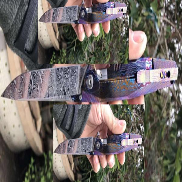 Luxury punched Foldable Tactical Hunting Knife Damascus Knife Set