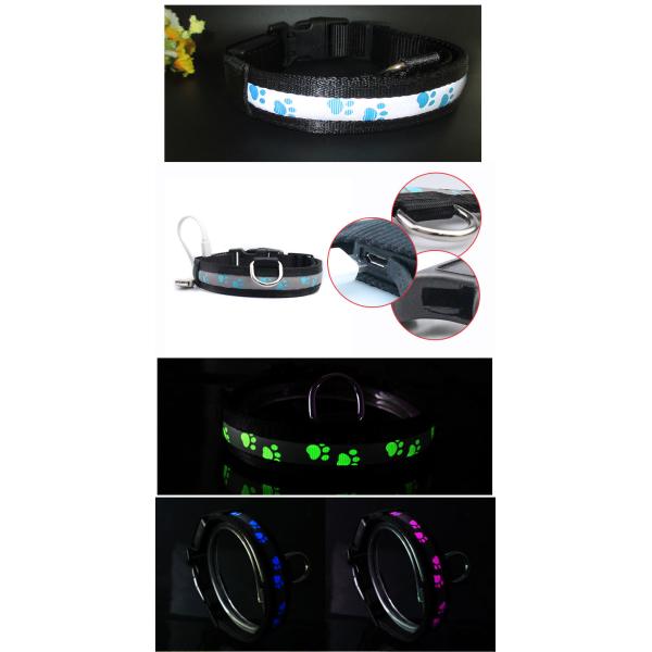 Luminious Nylon Flashing Waterproof Lighted Dog Collar LED Dog Accessories