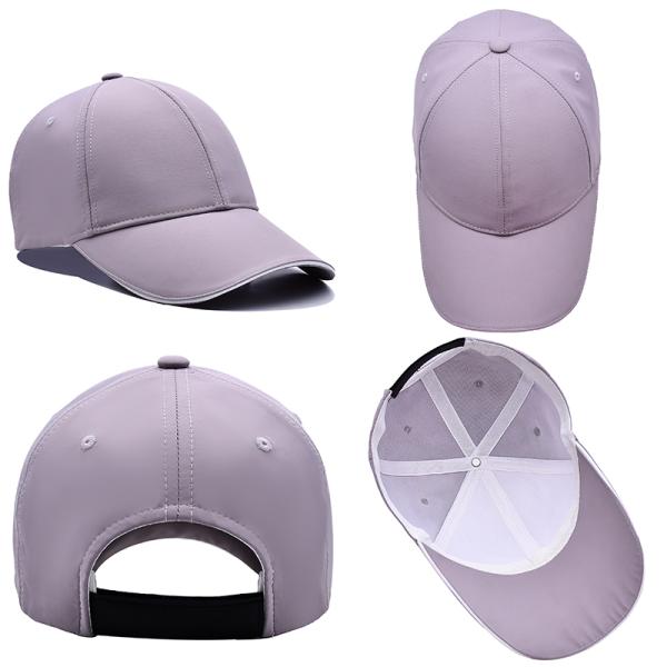 Blank Six Panel Baseball Cap With Middle Crown Polyester 4 Matching Fabric Color Eyelet Custom Logo