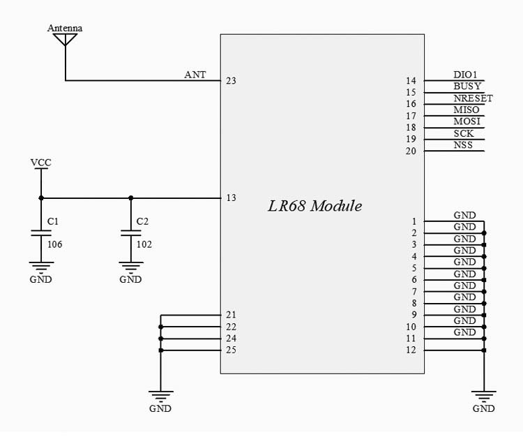 Cansec Wireless LR68NA-C SEMTECH LLCC68 Long Range Lora Module Smart Home IoT Solution 434M//868M/915M Sub-1 GHz