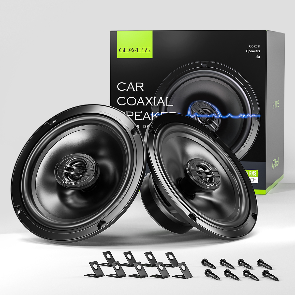 Set of 2 Full Range Coaxial Car Speakers with 6.5 Inches Subwoofer and 1500Hz Tweeter