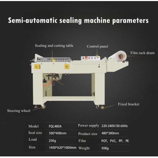 Semi-Automatic Heat Shrink Film Packaging Machine for Food & Beverage Cosmetics Tableware-Paper/Plastic Packaging Engine Core
