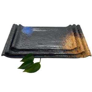 ODM 16.2'' Melamine Black Rectangle Plate Galaxy Pattern FDA
