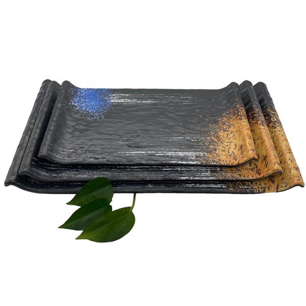 Quality ODM 16.2'' Melamine Black Rectangle Plate Galaxy Pattern FDA for sale