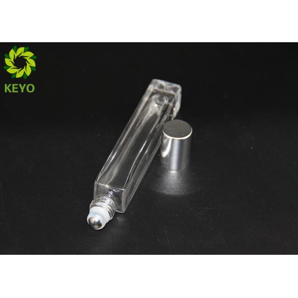 10ml Thick Bottom Empty Square Roll On Glass Bottles With Silver Aluminum Cap