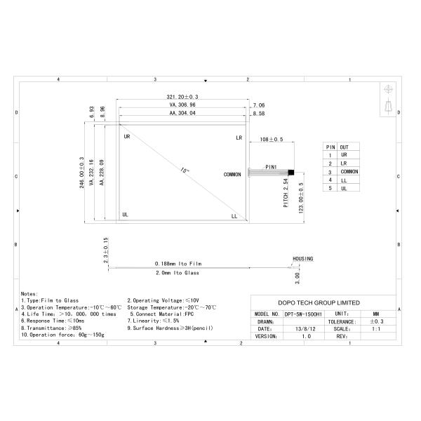 Computer 15 Inch 5 Wire Resistive Transparent Touch Screen Panel , Multi Touch