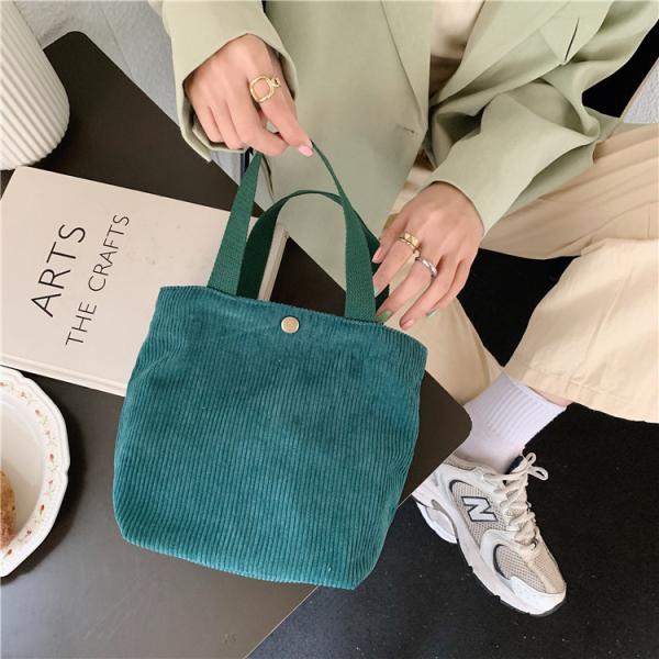 ARTSY CORDUROY BAG CASUAL PORTABLE MINI LADIES CLUTCH BAG VINTAGE CLOTH BAG BENTO BAG