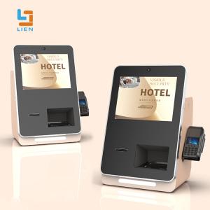 China Hotel Self Service Kiosk With POS Terminal Bracket Camera Receipt Printer Card Dispenser on sale