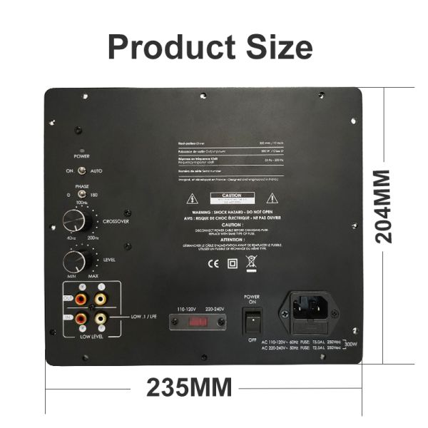 250W Output Power Subwoofer Plate Amplifier with 20-200 Hz Frequency Response and <1% Total Harmonic Distortion