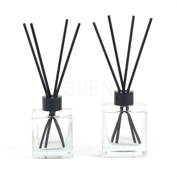 Anozied Gold Cap Glass Aroma Diffuser Bottle Square Screw neck