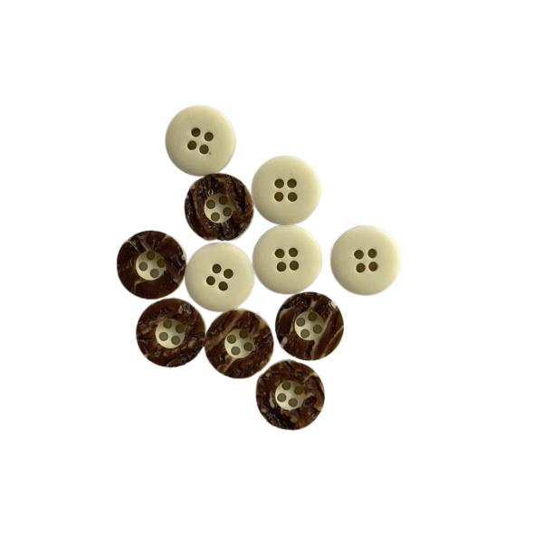 Polyester Fake Shell Buttons With Concave Central Four Hole In 18L For Shirt Sewing
