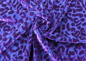 China 220GSM 94% Polyester Burnt Out Velvet Fabric for Garment Purple Leopard Print wholesale