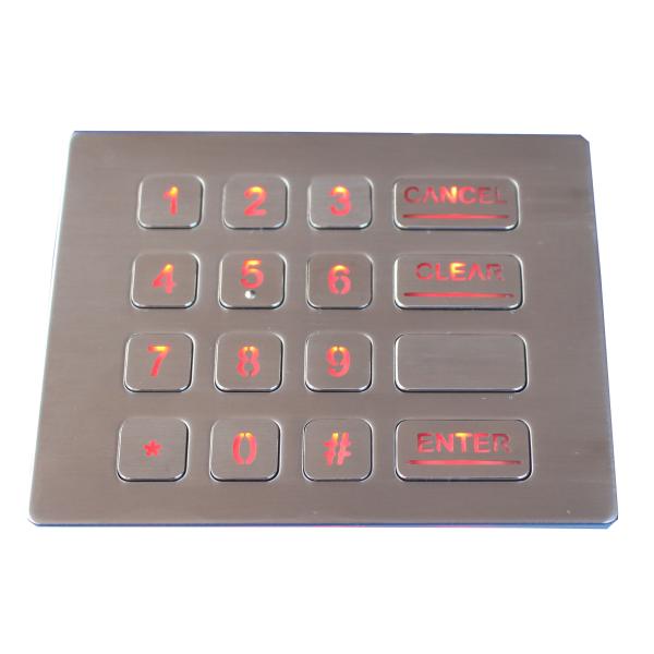 IP65 dynamic rated industrial backlight vending machine keypad vandal proof