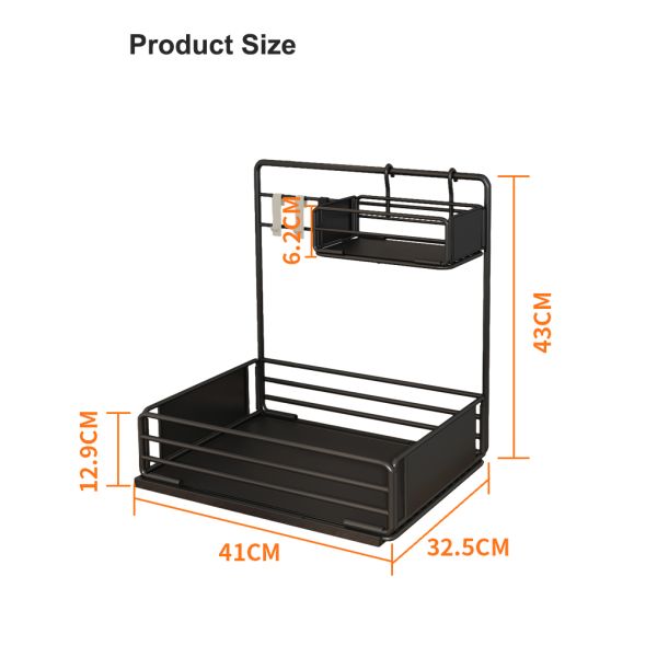 New C Metal Double-layer Home Multifunctional Storage Organizer Bathroom Storage Rack Drawdown Rack for Sink Cabinet