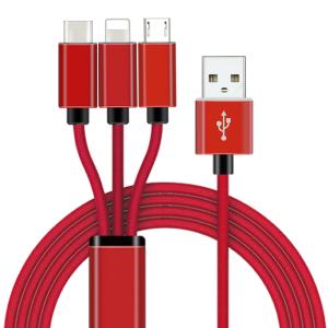 High Light Three In One Charging Cable Aluminum Alloy Housing for IOS Android Devices