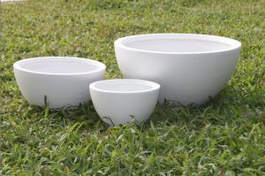 Modern Round Fibre Clay Garden Pots Hand Carved Lightweight