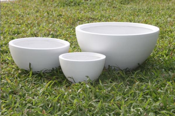 Quality Modern Round Fibre Clay Garden Pots Hand Carved Lightweight for sale