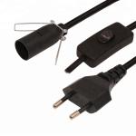 6ft European 2 Prong AC Power Extension Cord E12 Set with Wire Clip and Edison