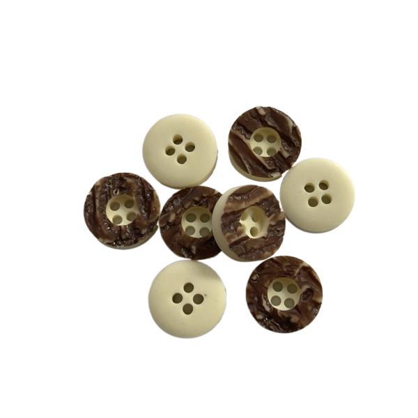 Polyester Fake Shell Buttons With Concave Central Four Hole In 18L For Shirt Sewing
