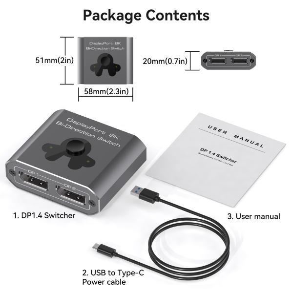 8K60Hz Display Port Switcher for Easy Operation and High-Performance DP 1.4 Switching