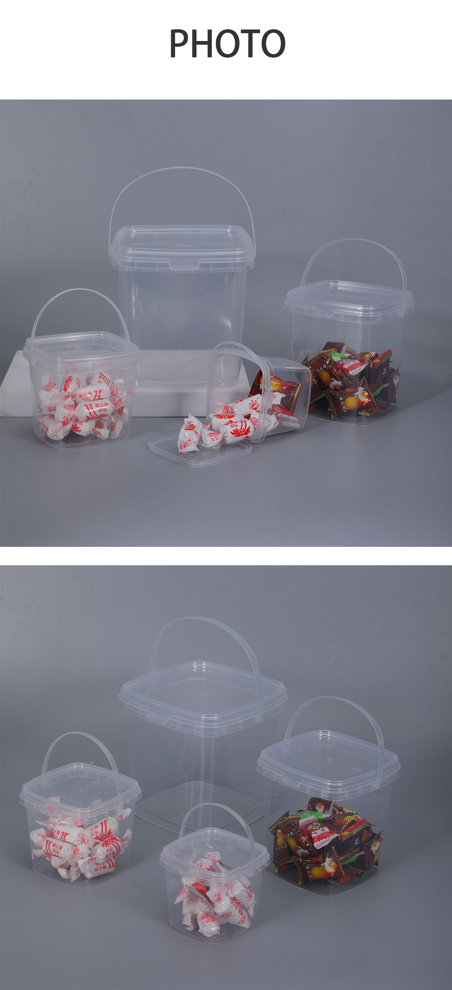 Transparent Plastic Round Custom Printed Ice Cream Candy Cookie Bucket With Lid for Milk