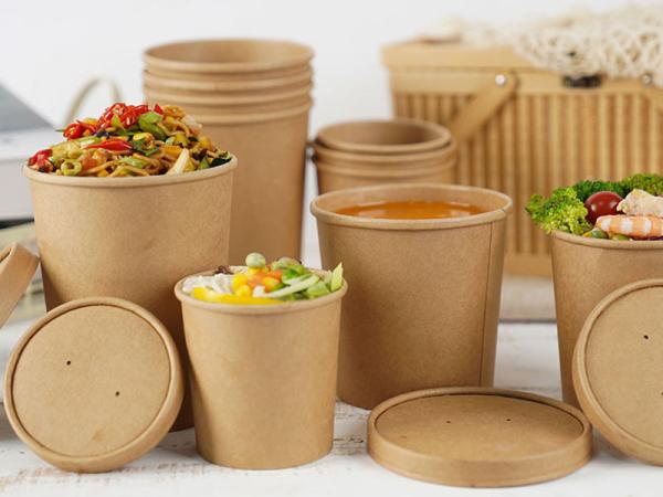 Quality Microwavable Disposable Biodegradable Soup Cups With Paper Lids for sale