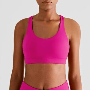 China Customized Logo Adult Female Yoga Bra Padded Ladies Seamless Women Pink Sports Fitness Bra Top on sale