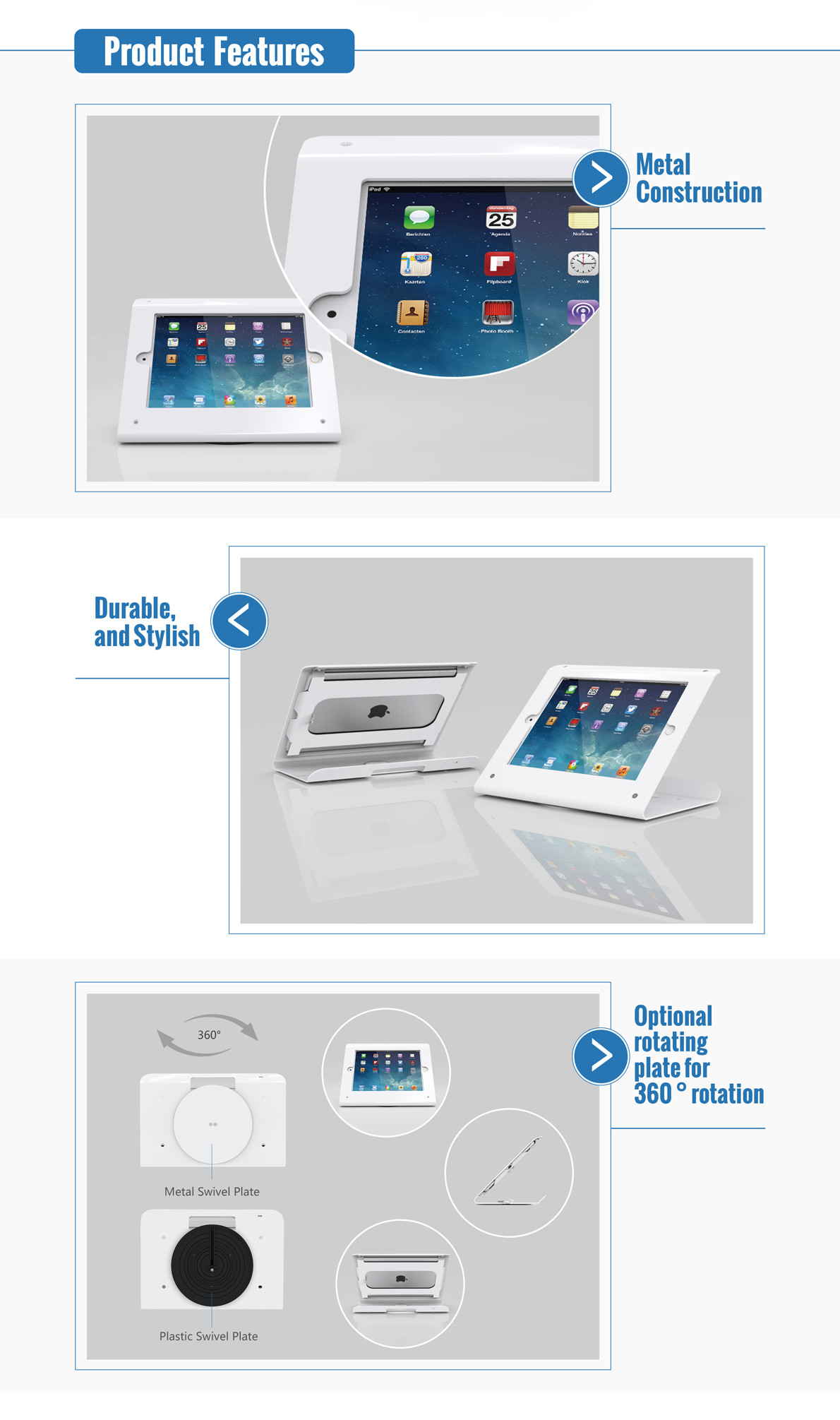 COMER anti-theft locking tablet counter-top display mounting 360 degree rotating tablet stands support for stores shop