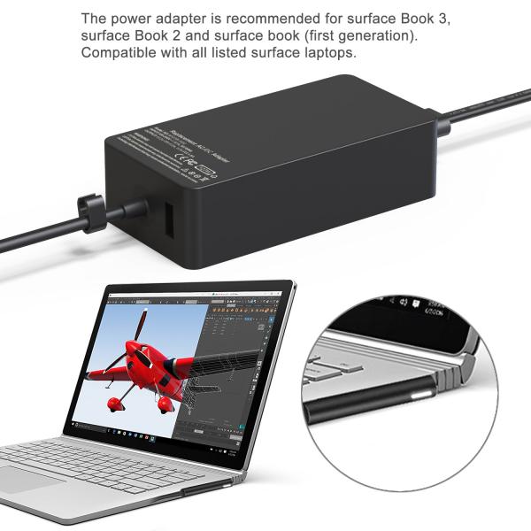 15V 6.33A 102W Microsoft Surface Power Charger PC Fireproof Material For Book / Laptop